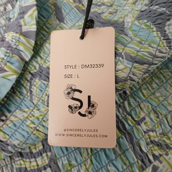 NWT Floral Maxi Dress Tube Smock Top Open Sides Beachy Boho Women's Size Large - Picture 13 of 13